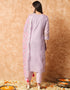 Trendy Designer Party Wear Readymade Salwar Suit Lavender Linen Cotton Pant Straight Close-up View